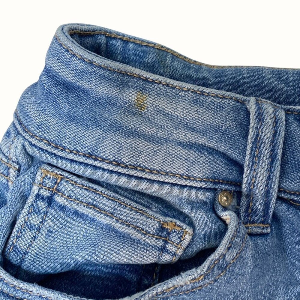 Wax Jean High Rise Button Fly Distressed Cut Off Denim Blue Jean Shorts Size S - Picture 5 of 9